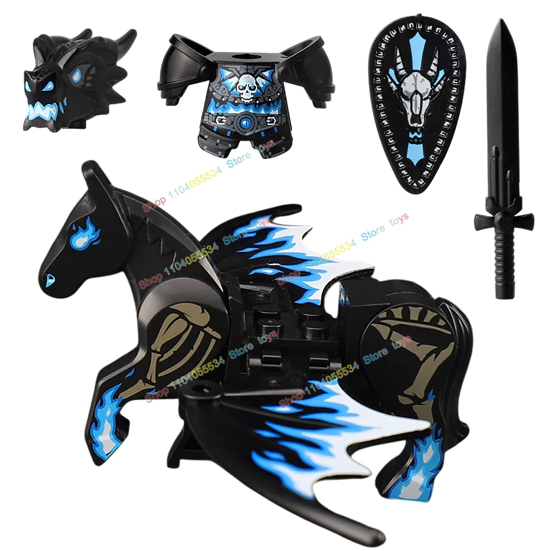 QQ04-666 série animale cheval volant Dragon chevalier cheval de guerre supports assemblage blocs de construction figurines d'action accessoires jouets