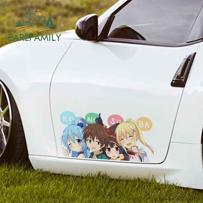 EARLFAMILY 43cm x 20.2cm for Aqua Creative Car Stickers Waterproof Custom Printing Scratch-proof Anime Graffiti Decal Decoration