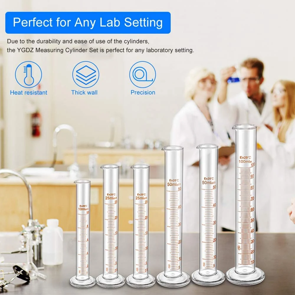 Thick Glass Graduated Measuring Cylinder Set Glass With Two Brushes