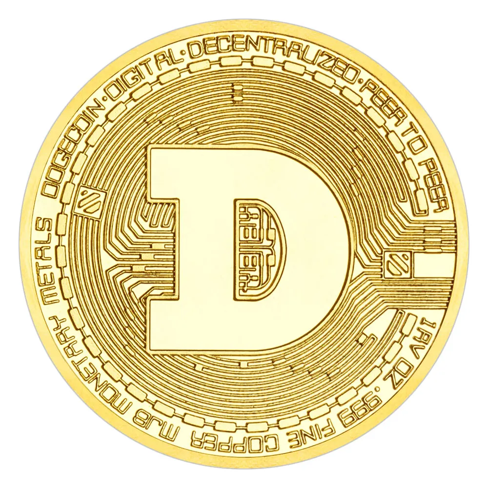 عملة دوجي مطلية بالذهب، عملة قابلة للجمع، عملة تشفير مادية، عملة تذكارية دوجكوين لديكور المنزل