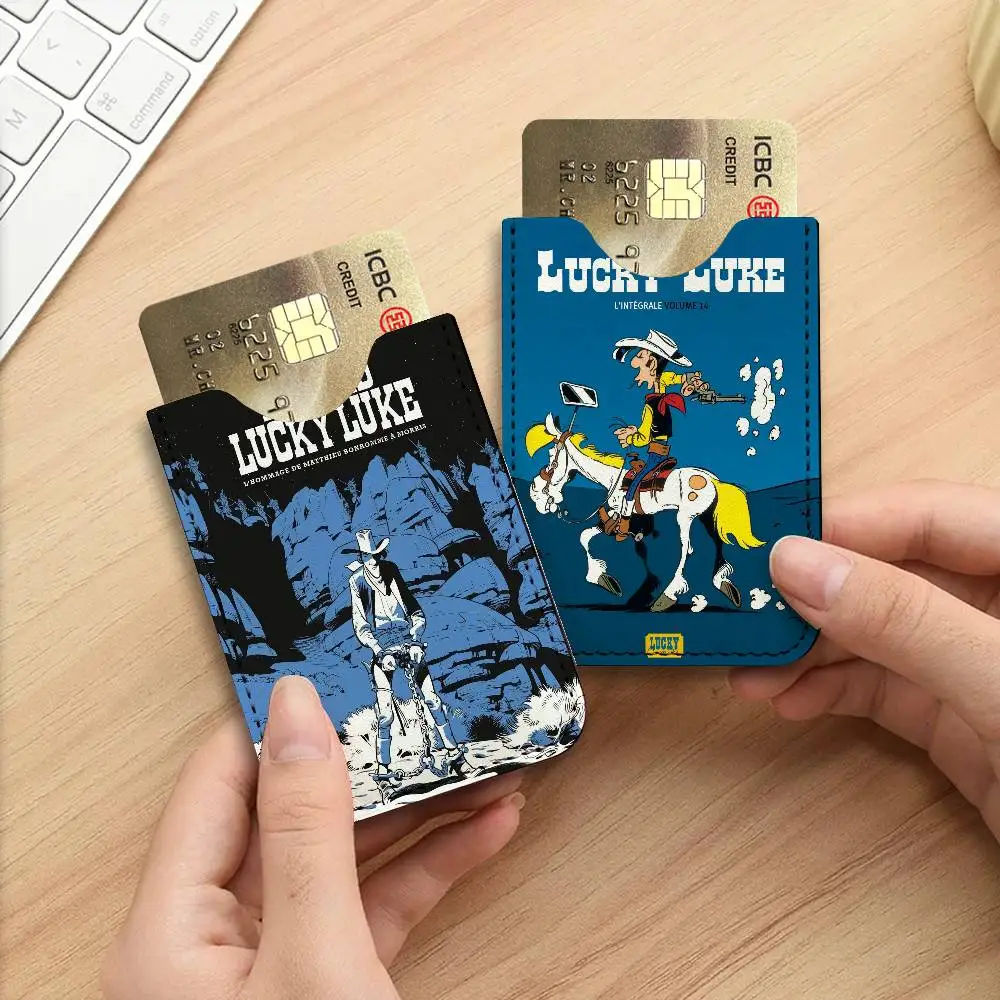 C-Cartoon-L-Lucky-Luke Credit ID Business Card Holder, Practical Pocket Gift for Outdoor Driving & Daily Use
