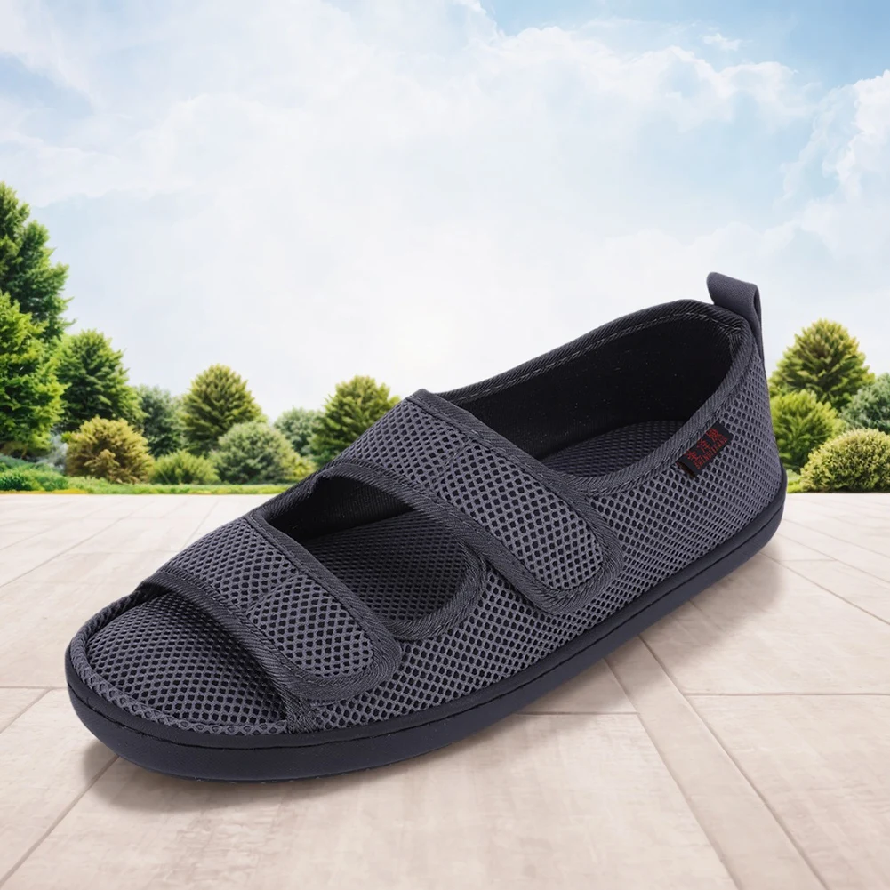 Diabetic Sandals Adjustable Hook & Loop Wide Feet Swollen Shoes Soft Elderly Sandals for Elderly Swelling Sensitive Feet