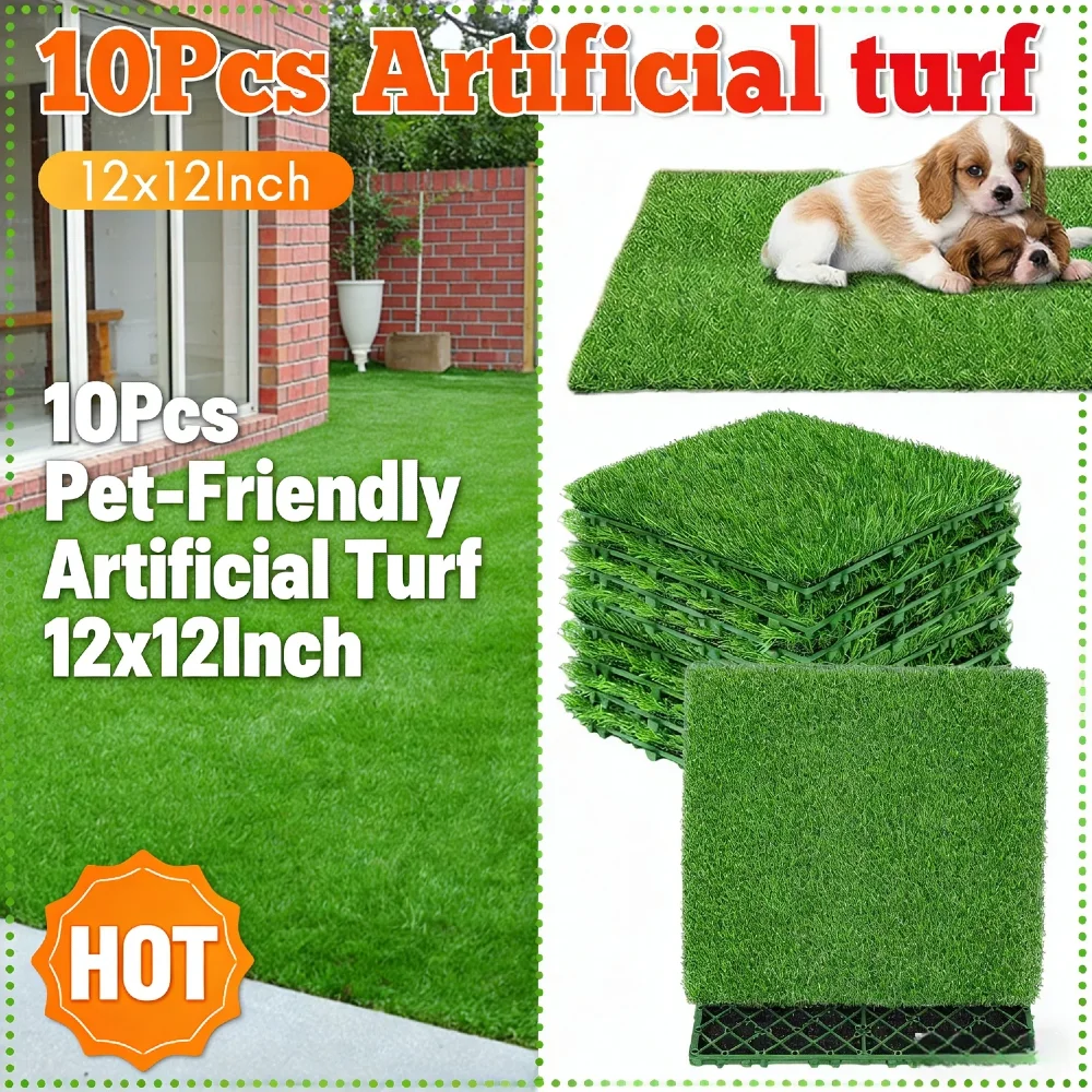 

10 шт. 30x30 см искусственная трава плитка блокирующий синтетический коврик для газона плавающая структура антивыцветание экологически чистый для сада Pat