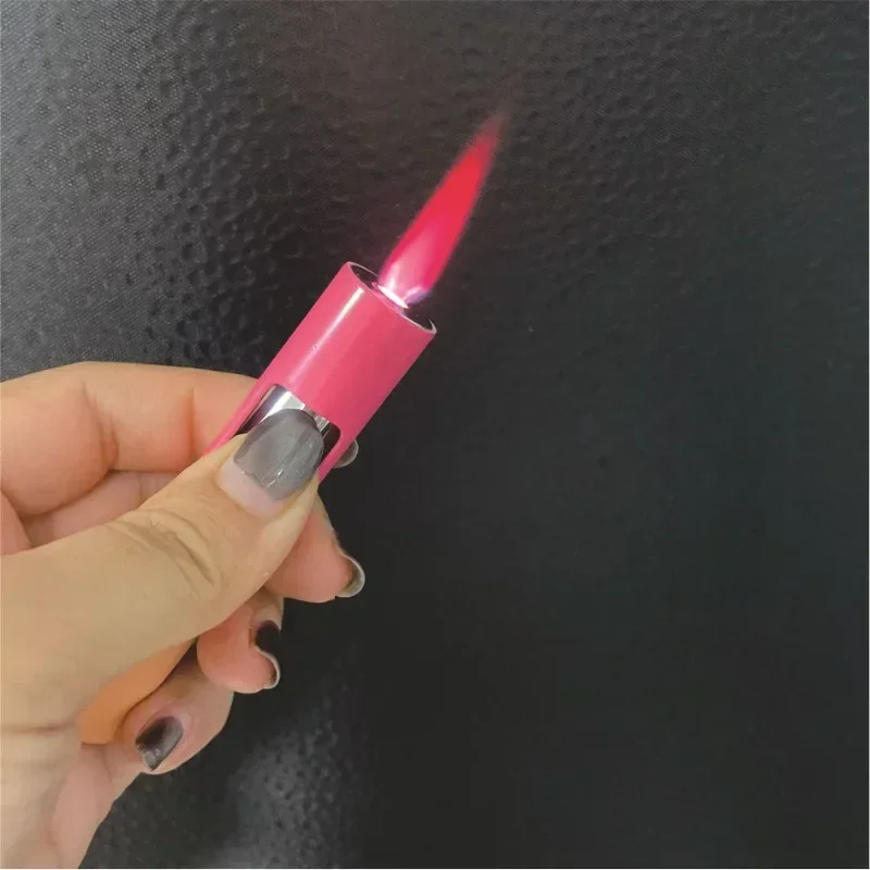 Pink Flame Butane Lighter, Portable, Windproof, Refill Torch, Cigarette Lighter Smoking Accessories, Gadgets Gifts, Dropshipping