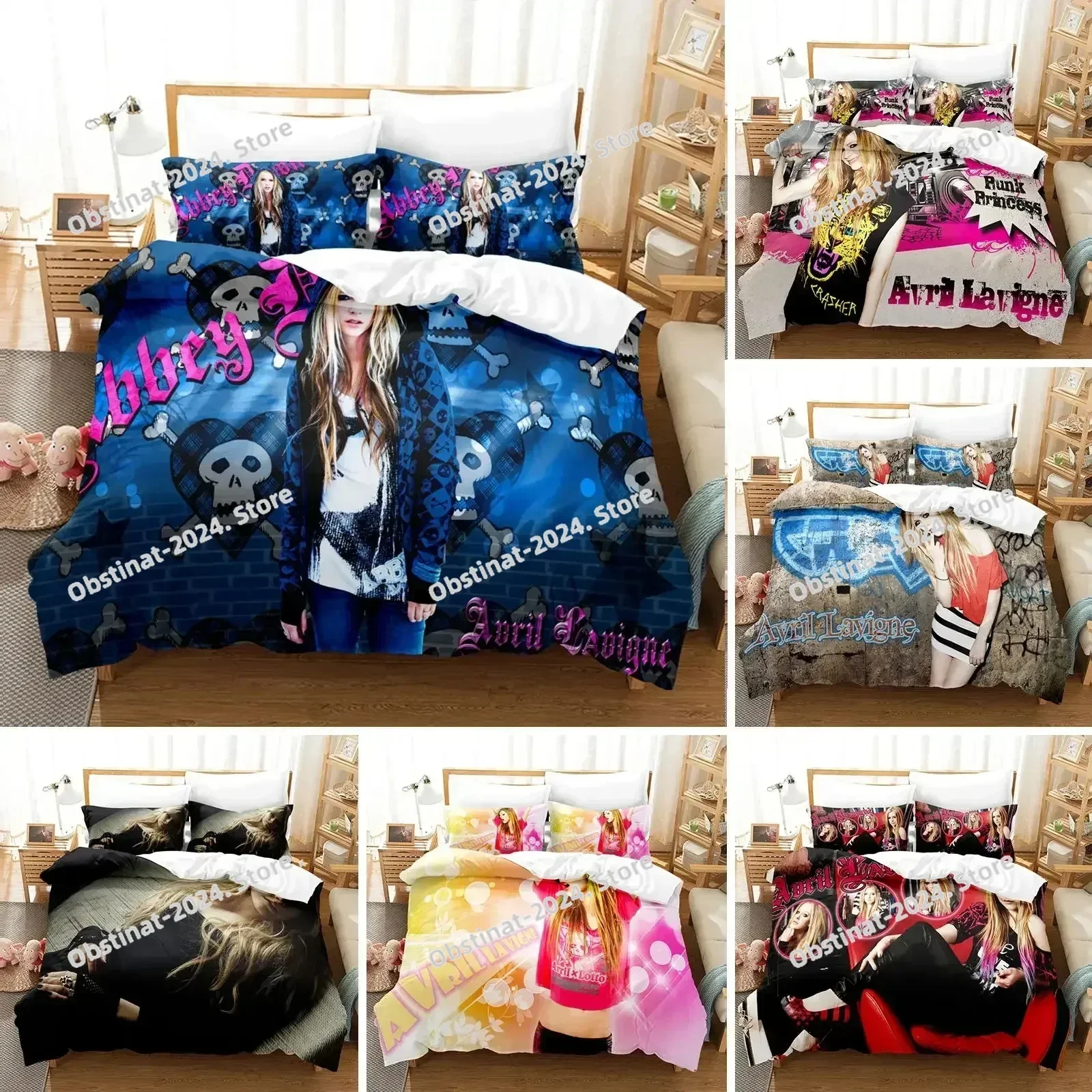 3D Avril Lavigne Bedding Set Printed Bed Set With Pillowcase Duvet Cover Soft Single Double Queen Super King Size Single Twin