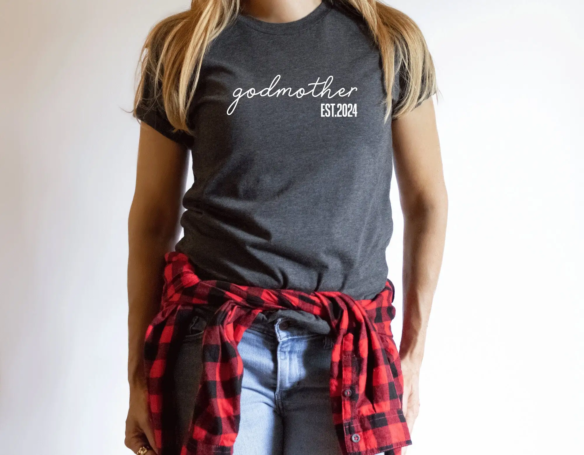 Godmother Est 2024 T shirt Mothers Day Promoted To Groovy Godmama for Godmothers Baptism