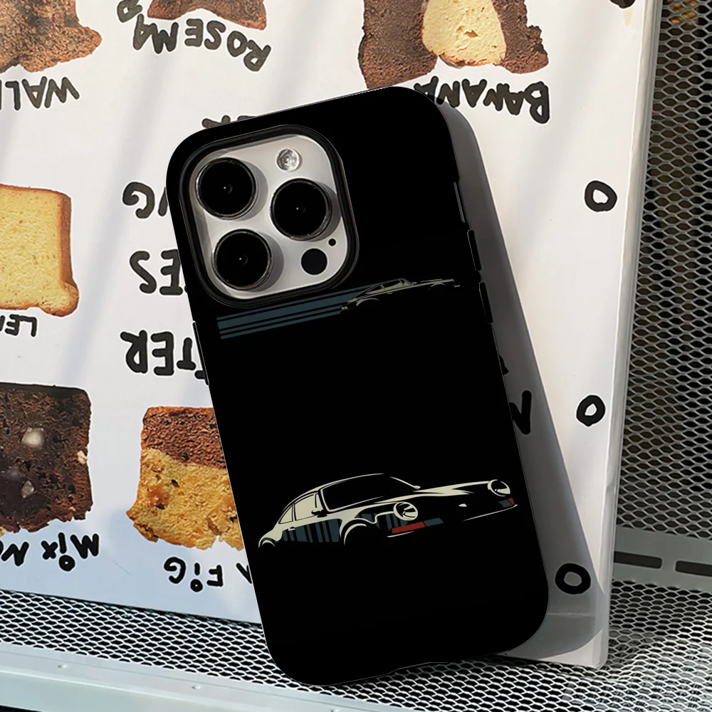 Minimalist Porsche Phone Case Film Shell For IPhone 16 15 14 13 12 11 Pro Max Plus