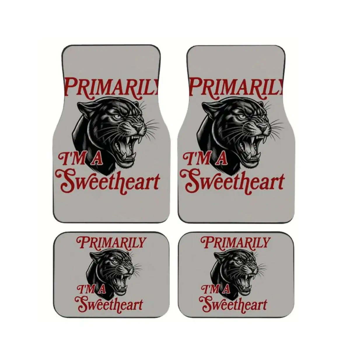 

4pcs Black Panther Universal Car Floor Mats Set Anti-Slip Waterproof Auto Foot Carpets Vintage Animal Print SUV Interior Decor