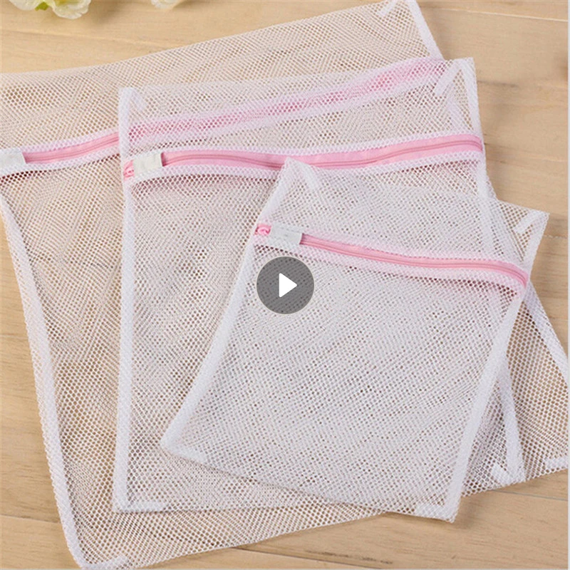 3 Size Zippered Mesh Laundry Wash Bags Protection Net Foldable Thicken Delicates Lingerie Underwear Washing Machine Clothes Bags