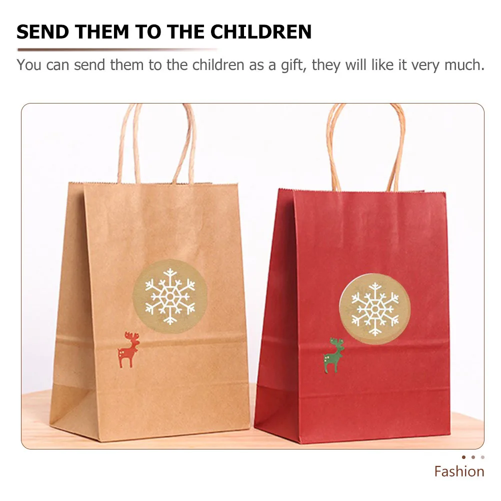 

3pcs 3 Rolls Christmas Decoration Labels Self-Adhesive Snowflake For Candy Bag Wrapping Assorted Colors Christmas Label Stickers