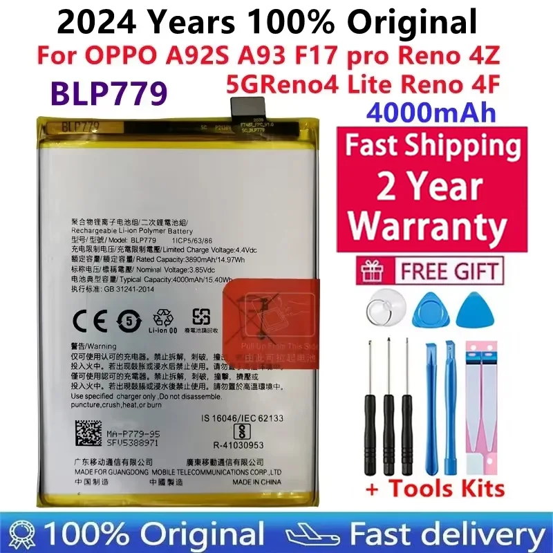 Original Capacity Replacement Battery For OPPO,Phone Batteries, Repair Part,BLP779,OPPO Reno4 Lite,F17 Pro,A92s,A93, RENO4F