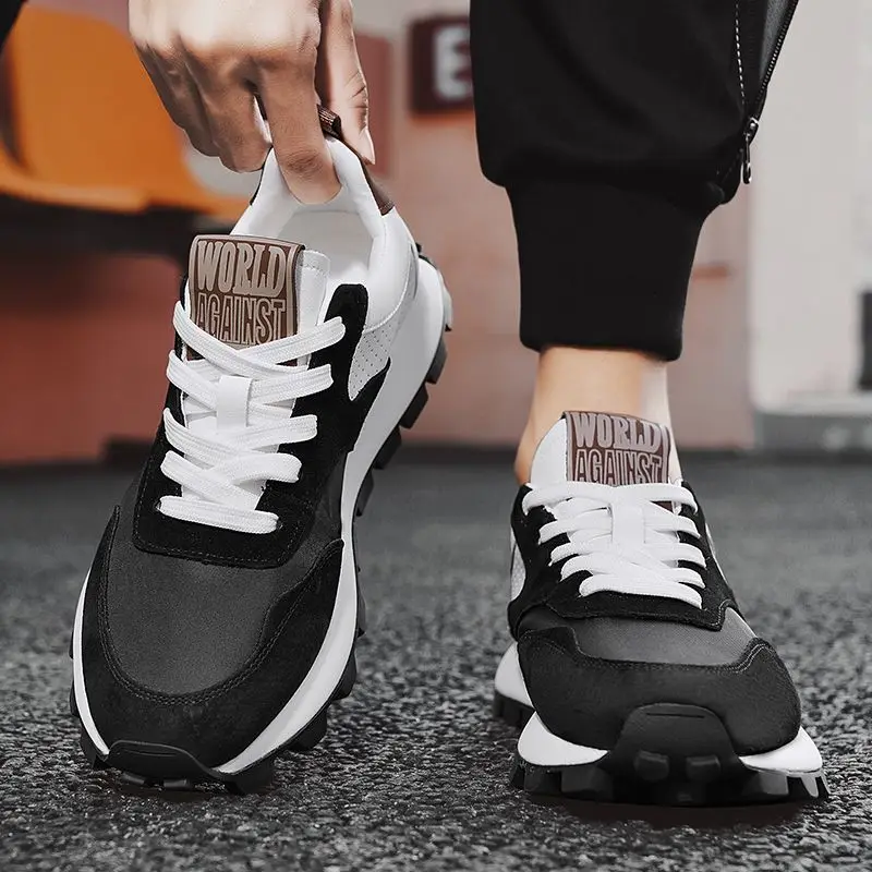 vulcanized wedged sneakers men laced up sports shoes man casual non slip trainers comfortable jogging shoes male sneakers