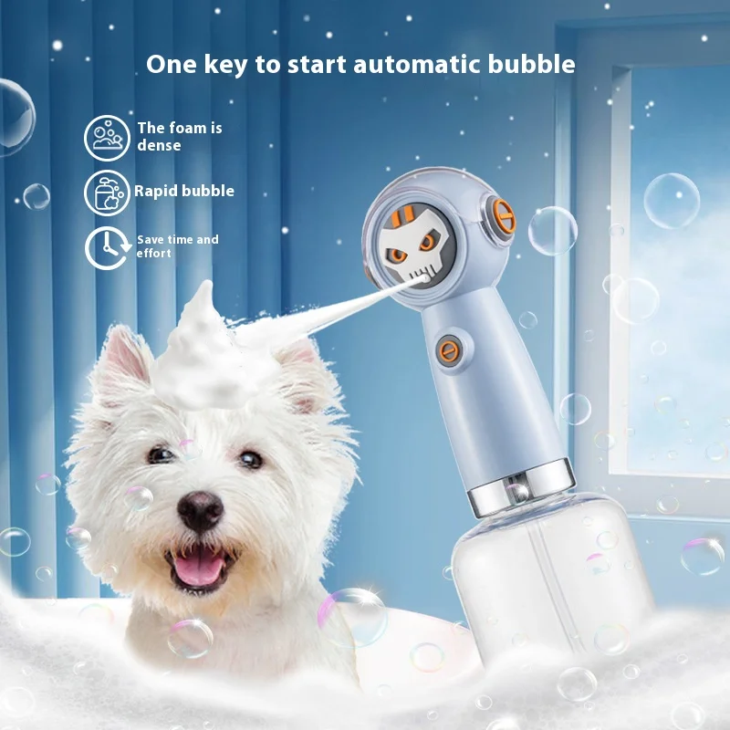 

Blue White Pet Cat Dog Bubble Maker Dog Shower Automatic Bubble Maker Cat Shower Gel Bubble Maker Charging Bubble Maker