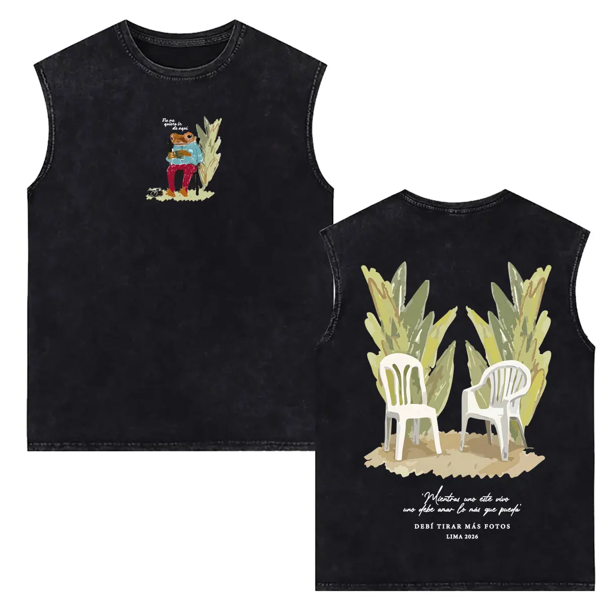Washed Vintage Rapper Bad Bunny Tank Tops DeBi TiRAR MaS FOToS DTMF World Tour Sleeveless Vest Tees Men Hip Hop Fashion T-shirt