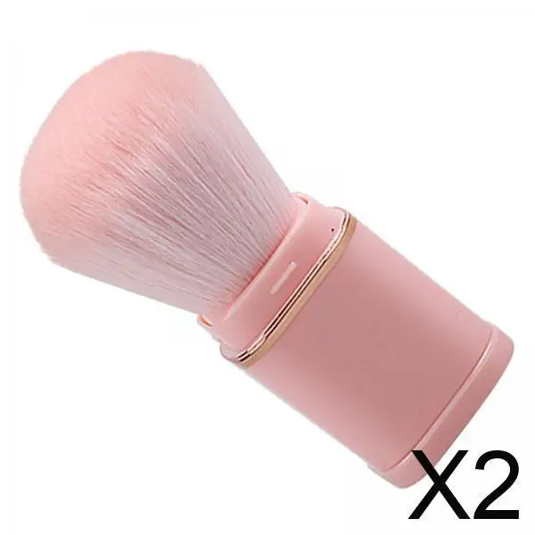 Pennello retrattile per il viso Strumento portatile per il trucco del contorno del fard in fibra rosa per la borsa cosmetica per il trucco