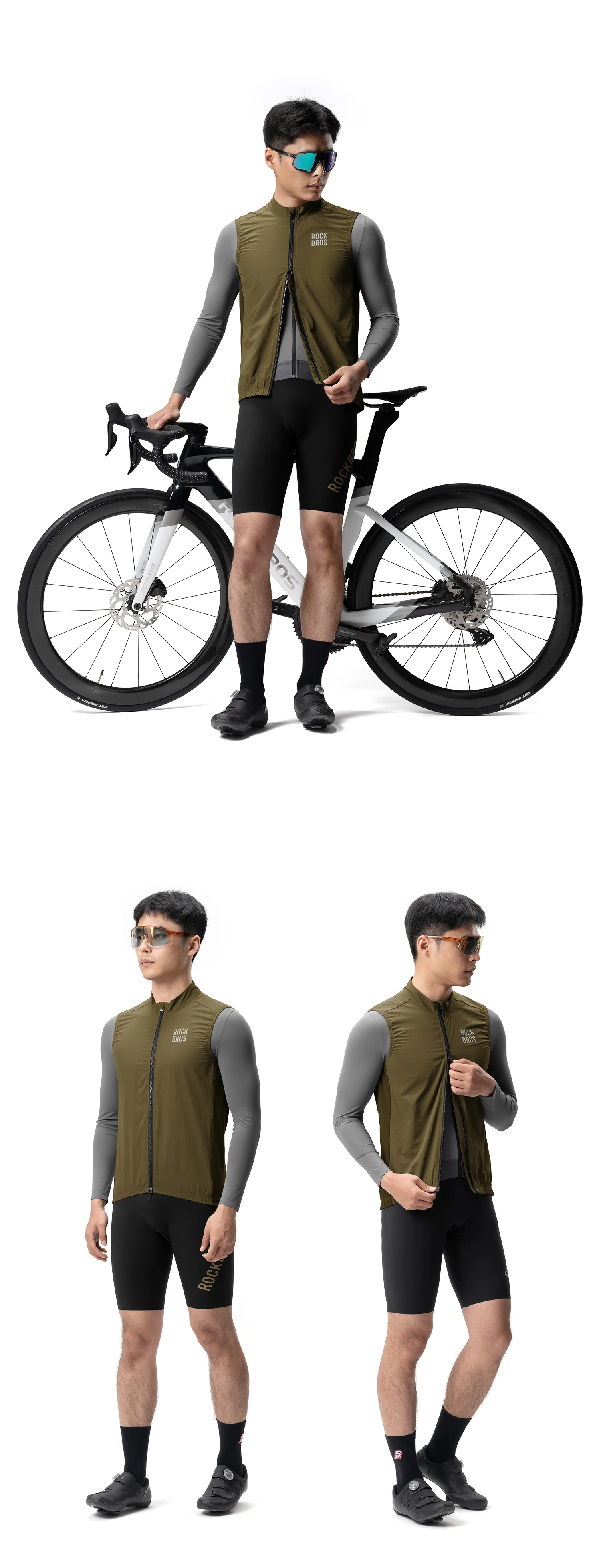 ROCKBROS Fahrradweste, atmungsaktiv, winddicht, Sonnenschutz, leicht, für Radfahrer, MTB, ärmellose Weste, für Damen und Herren. – Detail 8