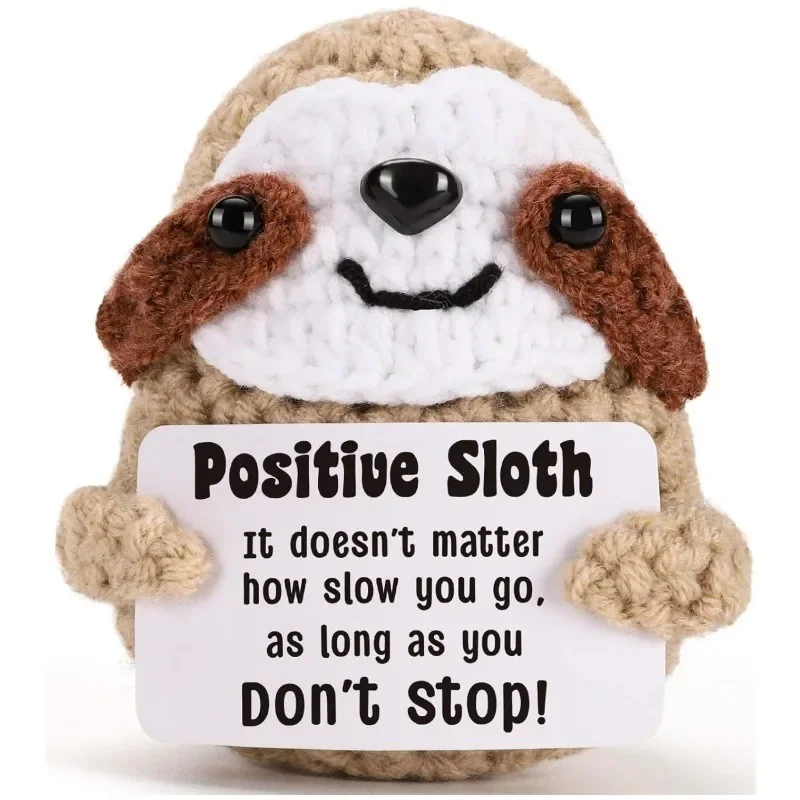 New Positive Energy Potato Hug Pocket Mini Handmade Plush Wool Knitting Doll with Card Funny Christams Gift Home Room Decoration