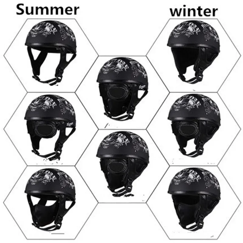 DOT Certification Retro Motorcycle Helmet Moto Helmet Scooter Vintage Half Face Biker Motorbike Crash Moto Helmet Casco Moto CE