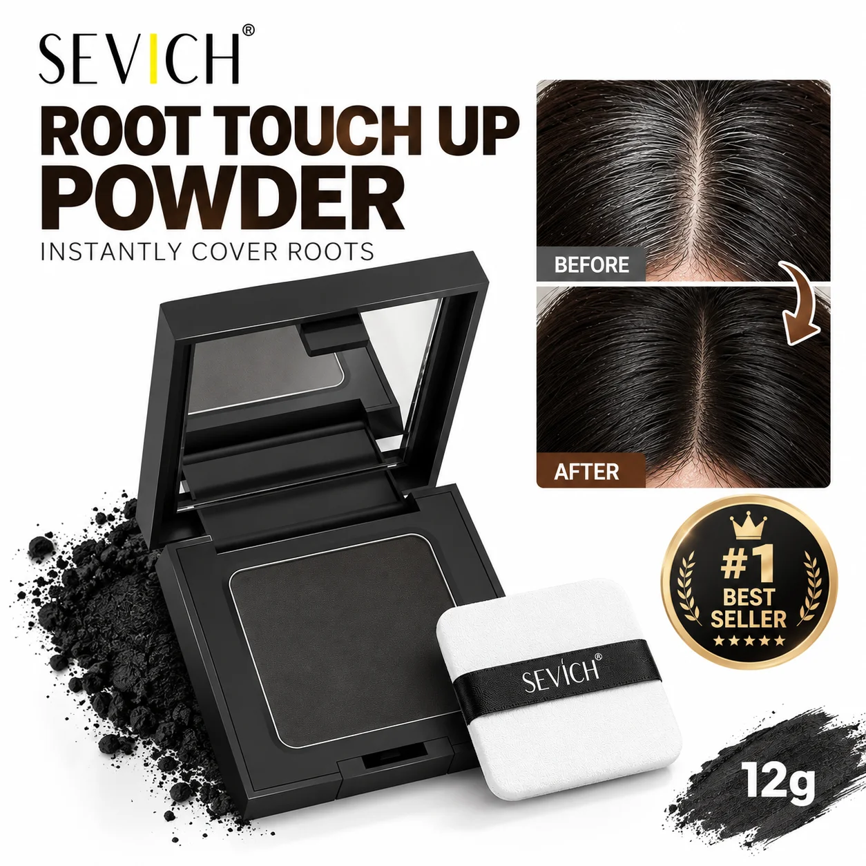 Sevich 5 Colors Concealer Hair Powder 12g Dark Brown Hair Fluffy Powder Instantly Cover Up HairLine Shadow Powder