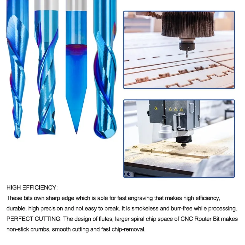 XCAN Milling Cutter Router Bit for Wood 1/4 Shank Carbide Engraving Bit UP&DOWN Cut Ball Nose End Mill CNC Milling Tools