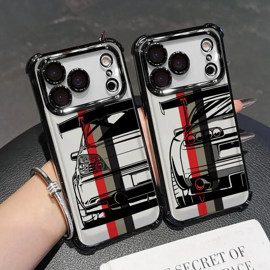 Японский чехол JDM Drift Car для Apple iPhone 17 Air 16e 16 15 14 Plus 13 12 11 Pro Max Clear Cover