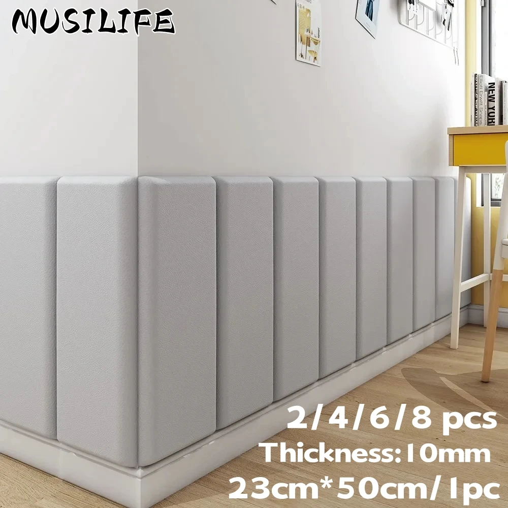 

2-8 PCS 3D Anti-Collision Wall Sticker Upholstered Self Adhesive Leather Peel and Stick Headboard Playroom Wall Decorative