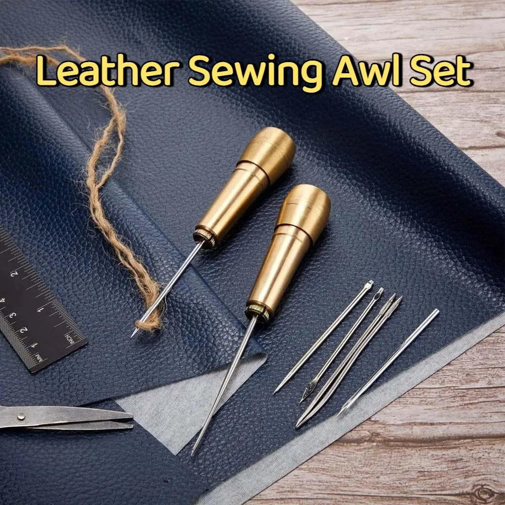 

Multifunctional Leather Sewing Awl Set Professional with Handle Shoes Repair Tool Kit DIY Craft Replaceable