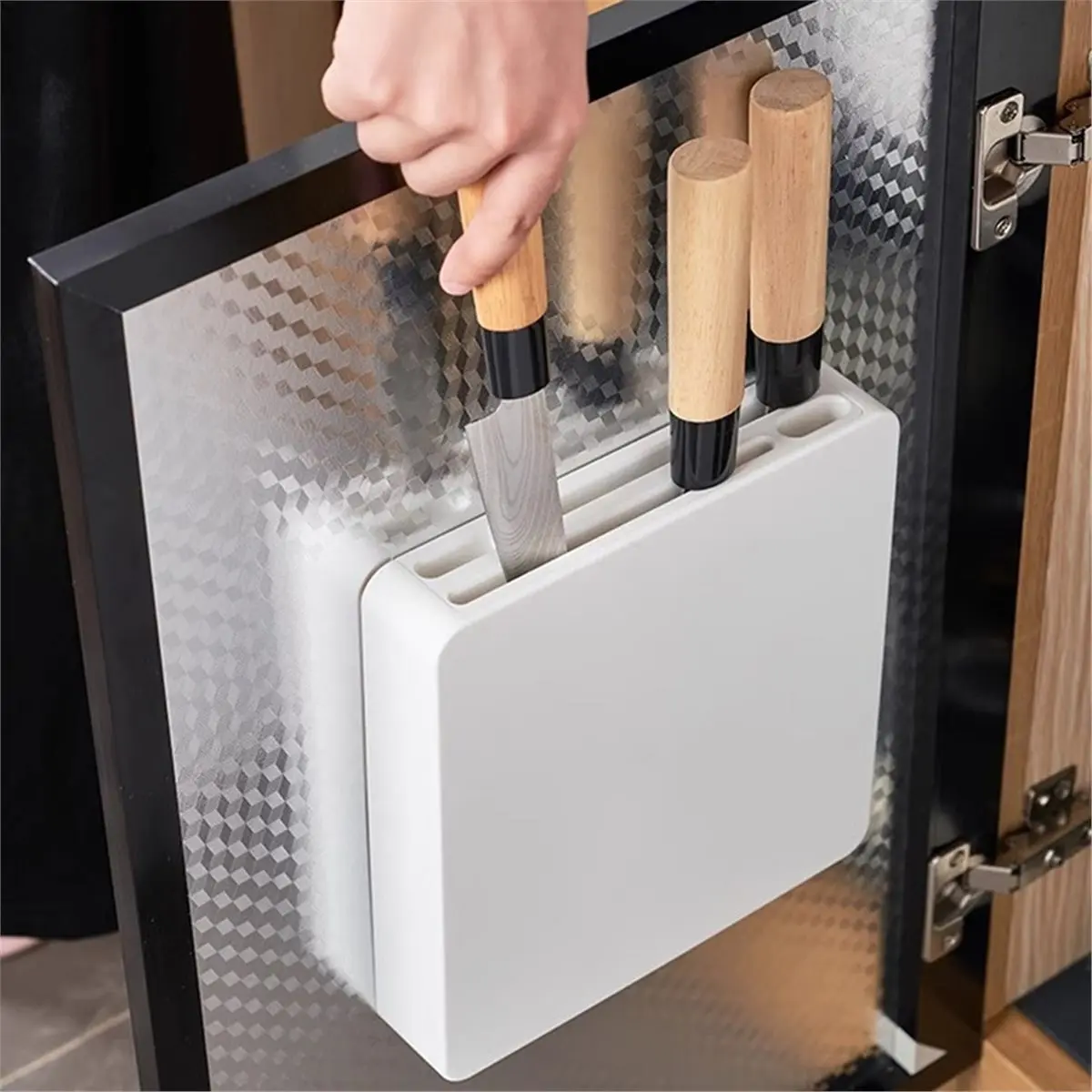 Home Tool Wall-Mounted Storage Rack Dustproof Plastic Cabinet Door No-Drilling Required Small Organizer
