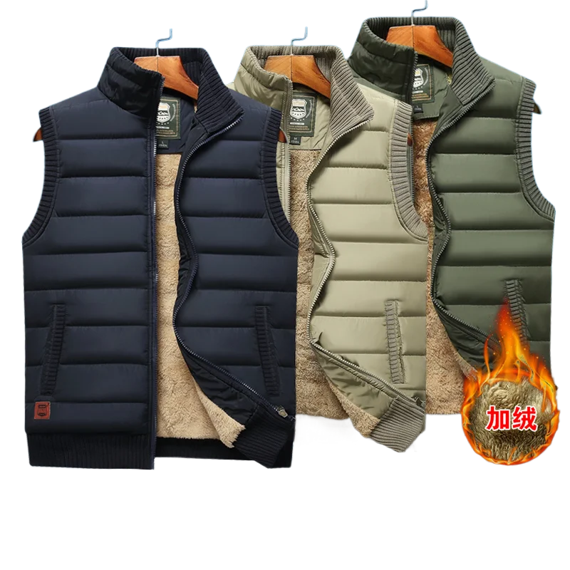 

Warm Cotton-Padded Shoulder Jacket Ideal For Cold Weather Autumn Winter Fashionable Loose-Fit Fleece Vest For Men