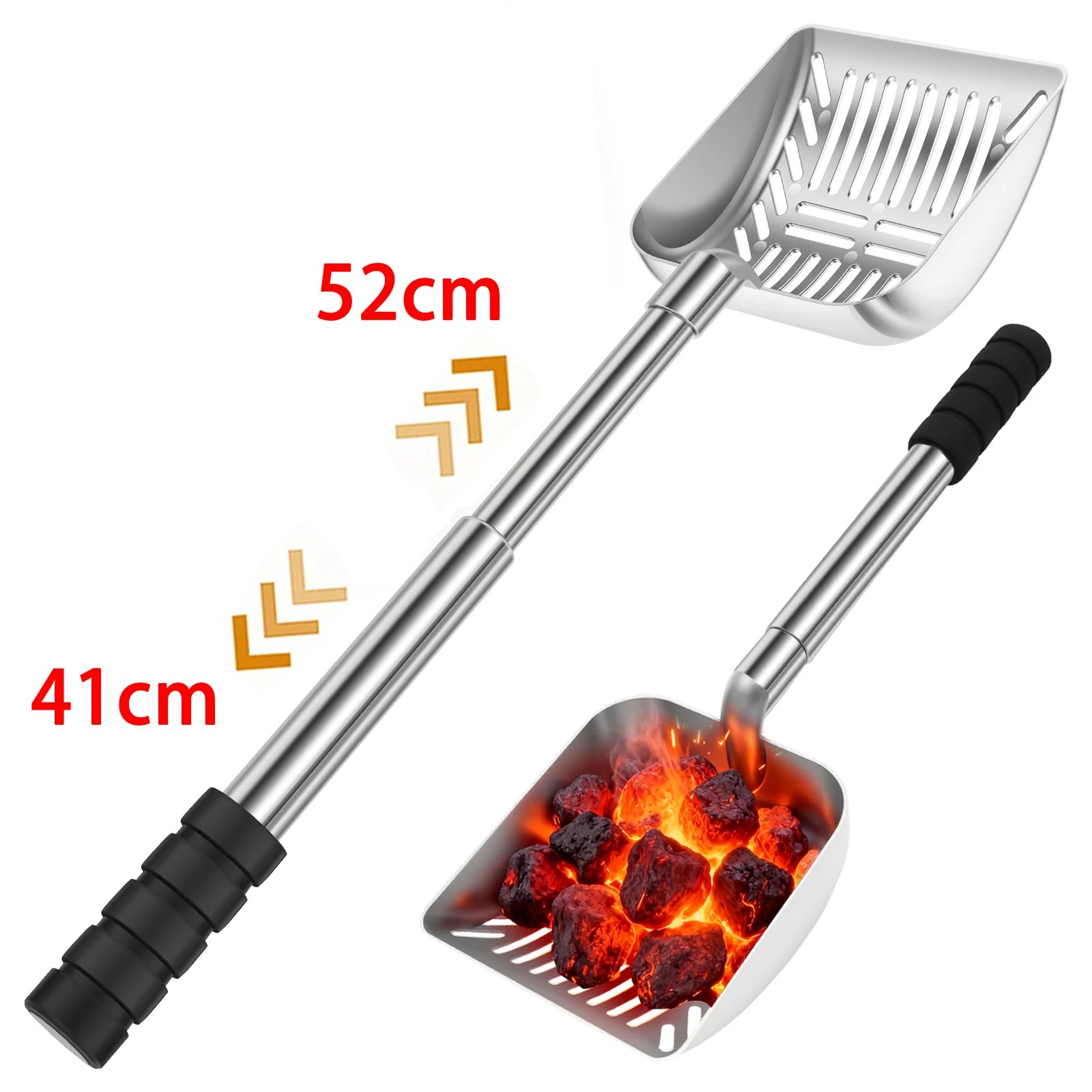 

Масштабируемая лопата для камина от 16 до 21 дюймов, регулируемая полая лопата для просеивания золы, угольная плита для дровяной печи, камина и костра