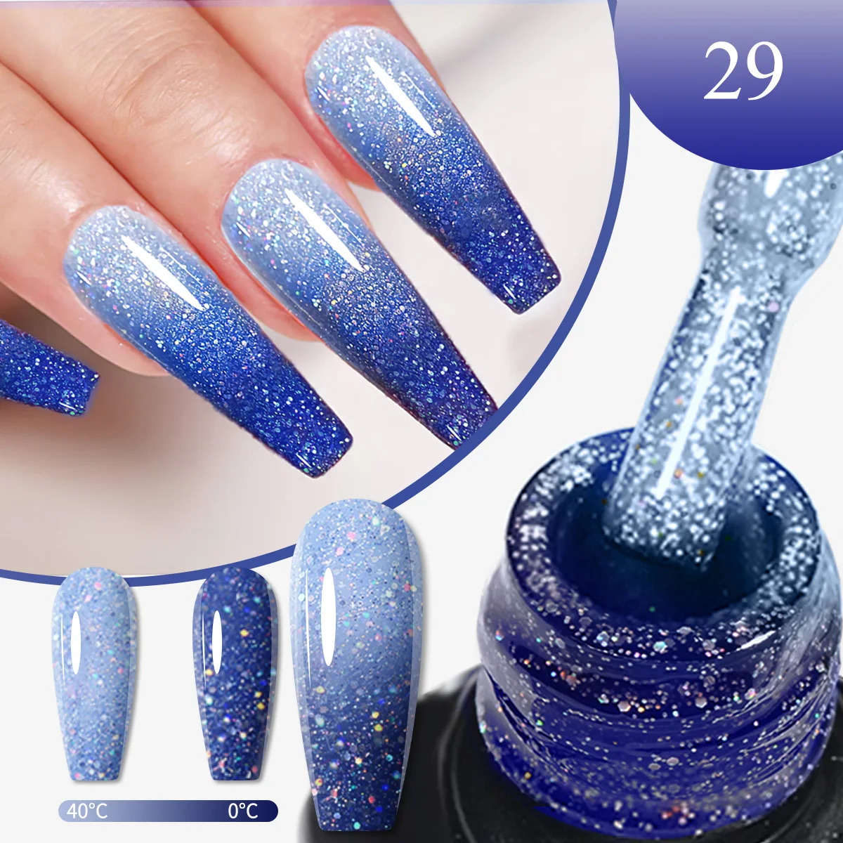 طلاء أظافر لامع بتصميم الهالوين، طلاء جل لامع قابل للإزالة بالأشعة فوق البنفسجية LED، طلاء أظافر متغير المزاج #6