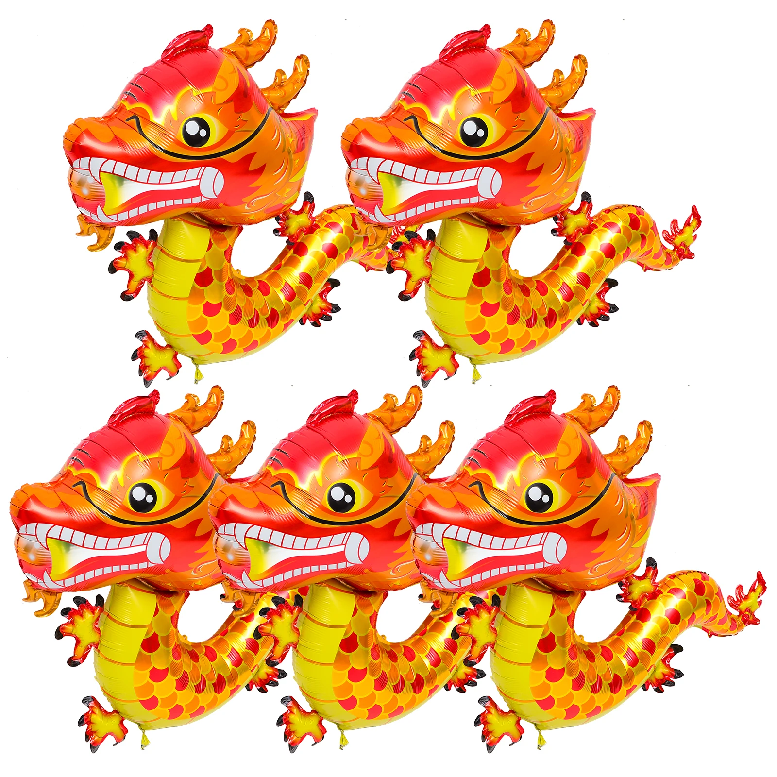 

5Pcs Aluminum Foil Dragon Balloons for Chinese New Year Party Spring Festival Decorations Cartoon Dragon Balloon New Year Decor