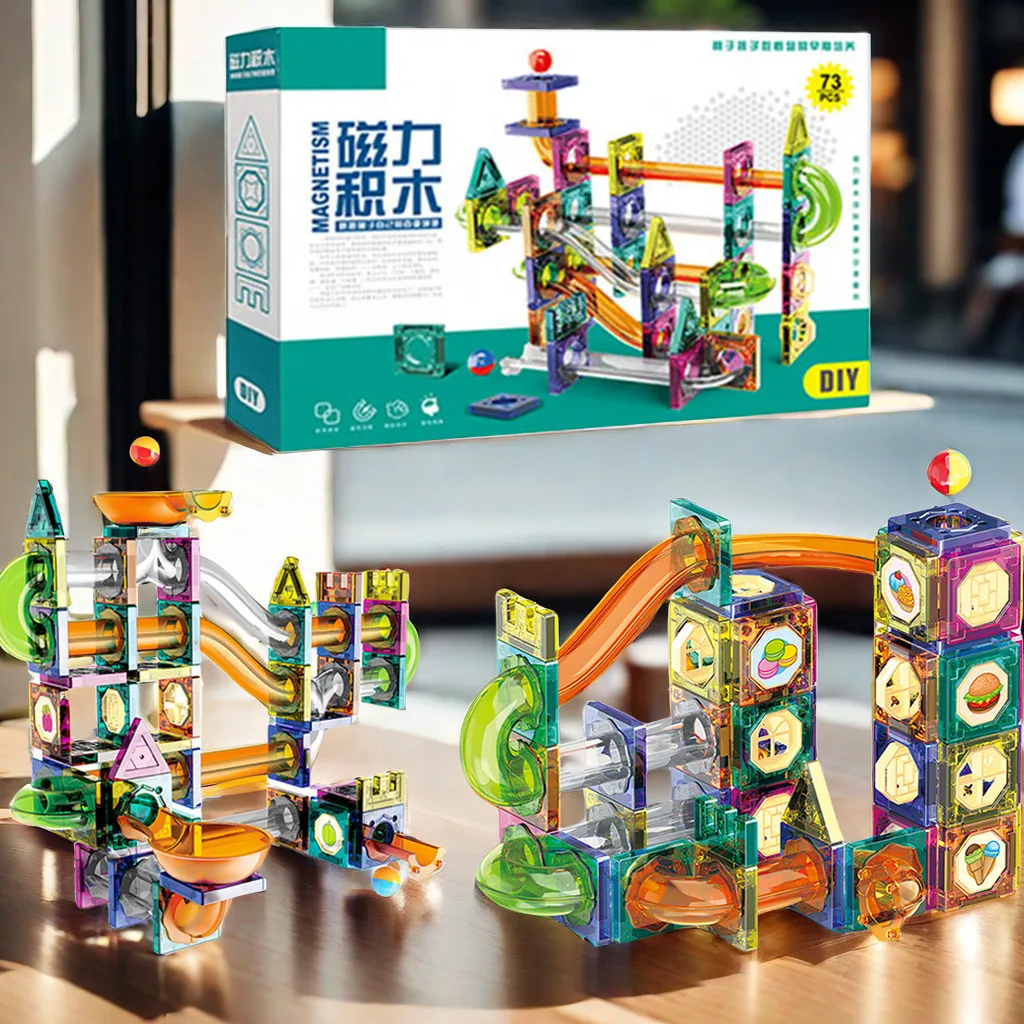 Kleurrijk raam magnetisch vel Kinderglijbaan Bal Magnetische bouwsteen Buismagneet Splicing Track Puzzel Speelgoed Verjaardagscadeau
