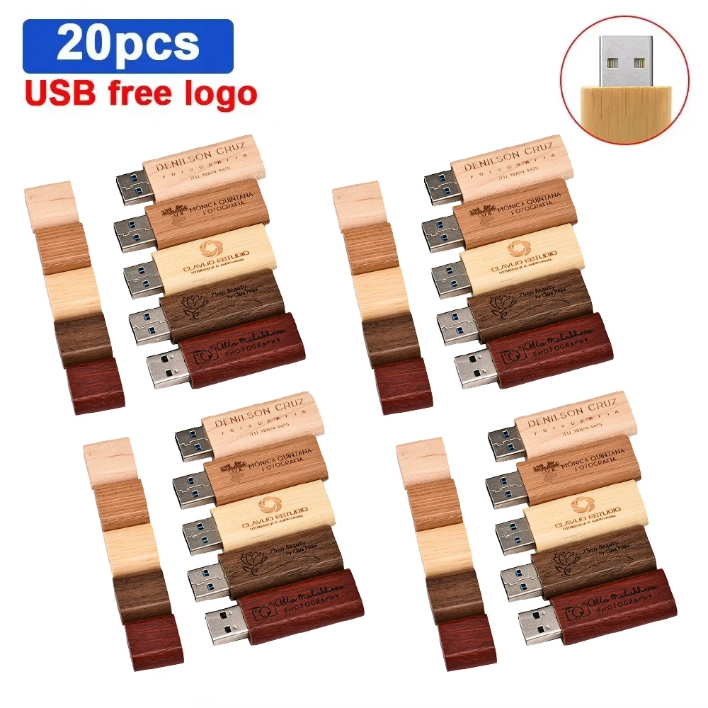 

20PCS per lot Free Logo Wooden USB 2.0 wood usb flash drive pendrive 4GB 8GB 16GB 32GB 64GB memory stick wholesale for wedding