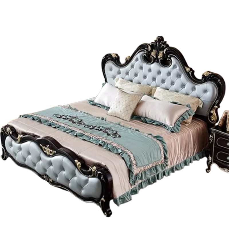Simple Design Cute Double Bed Luxury Heavy Rustic High Modern Frame Double Bed Mattress Storage Cama Doble Bedroom Furniture Set