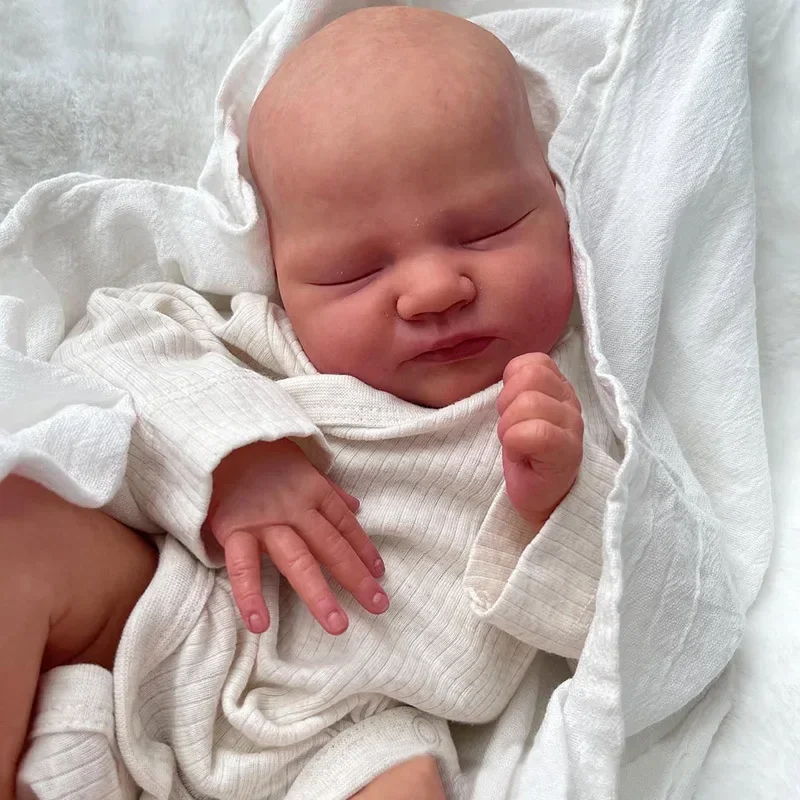 دمية Baby Quinlyn منتهية بالفعل، لمسة ناعمة، دمية نائمة نابضة بالحياة مع عروق مرئية، رسم يدوي للشعر