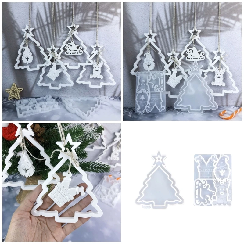 Christmas Tree Pendant Silicone Moulds Epoxy Resin Casting Molds Crafting Moulds Silicone Keychain Moulds 2 Pack