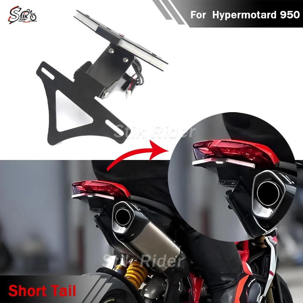

For DUCATI Hypermotard 950 2018 2019 2020 2021 2022 2023 Motorcycle Rear Short Tail LED Lights License Plate Bracket
