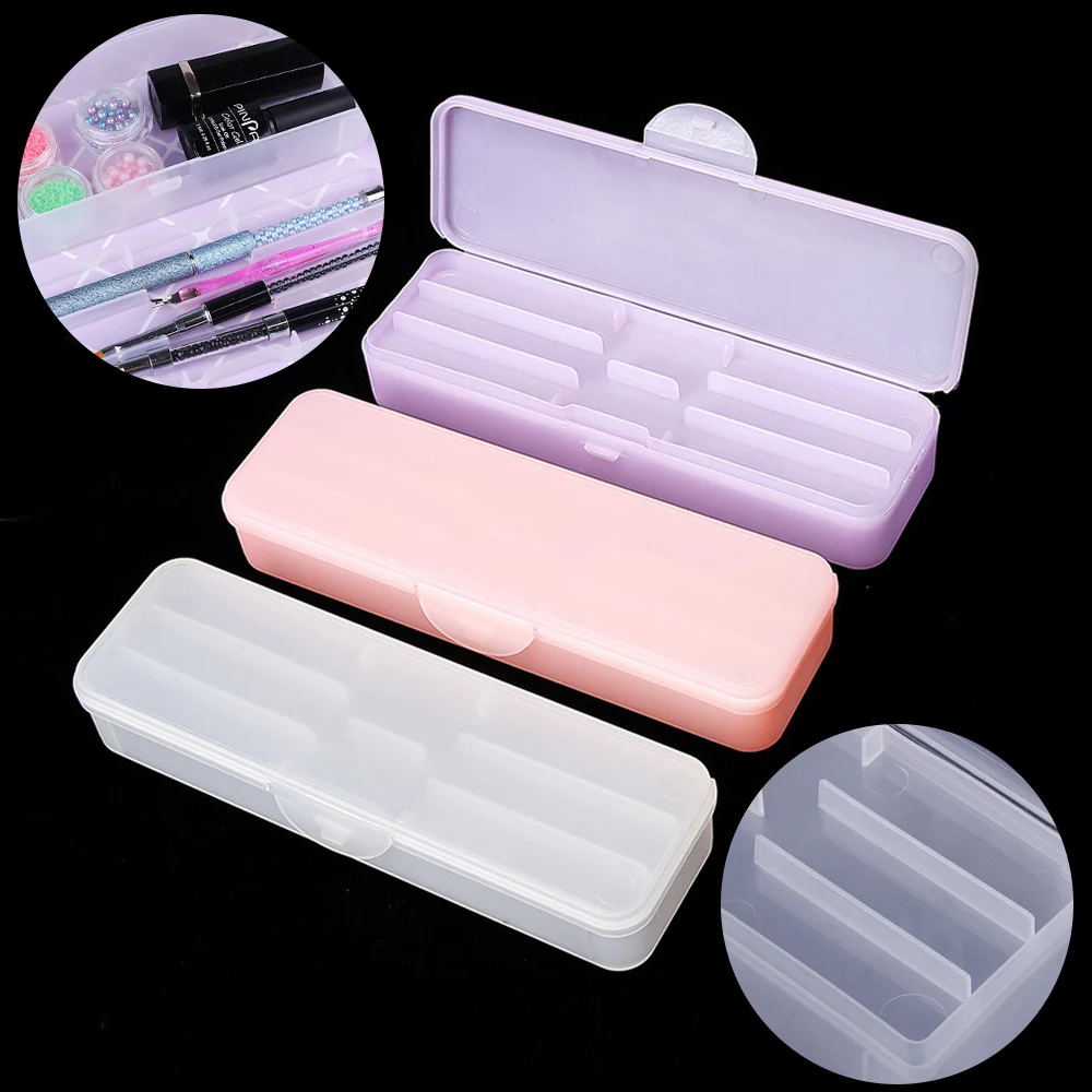 Plastic Nail Art Tools Organizer Nail Brushes Container Case Manicure Tools Holder Double Layers Large Capacity Nail Storage Box