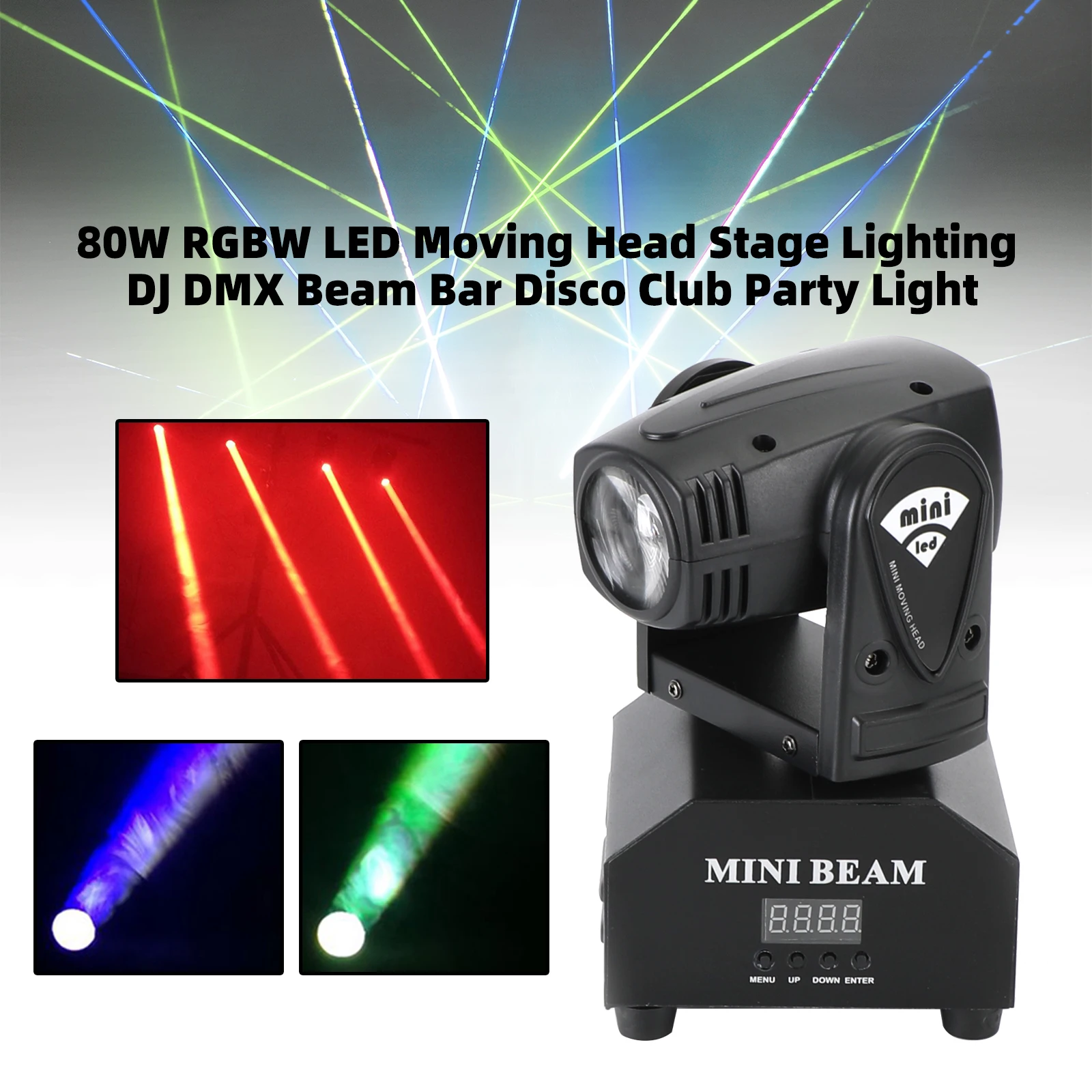 80W RGBW LED Moving Head Stage Lighting DJ DMX Beam Bar Disco Club Party Light