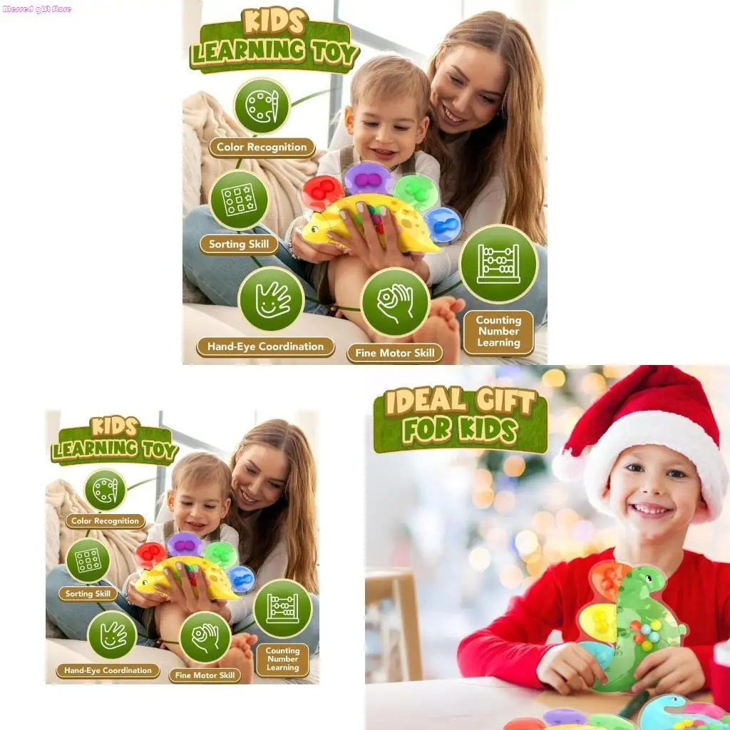 D0JC Riconoscimento del colore in materia colore educativo Squeeze giocattolo Emotional Management Dinosaur Sensory Matching