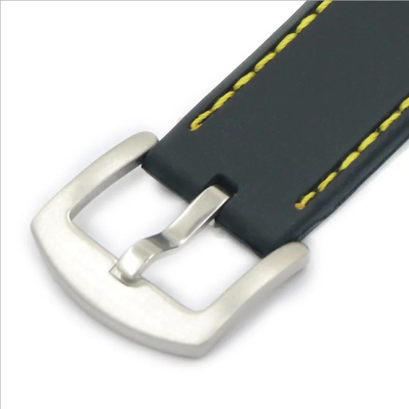 남녀공용 실리콘 플랫 범용 시계 밴드, 방수 소프트 핀 버클 스트랩, 블랙 스포츠 라인 시계 밴드, 20mm, 22mm, 24mm, 26mm