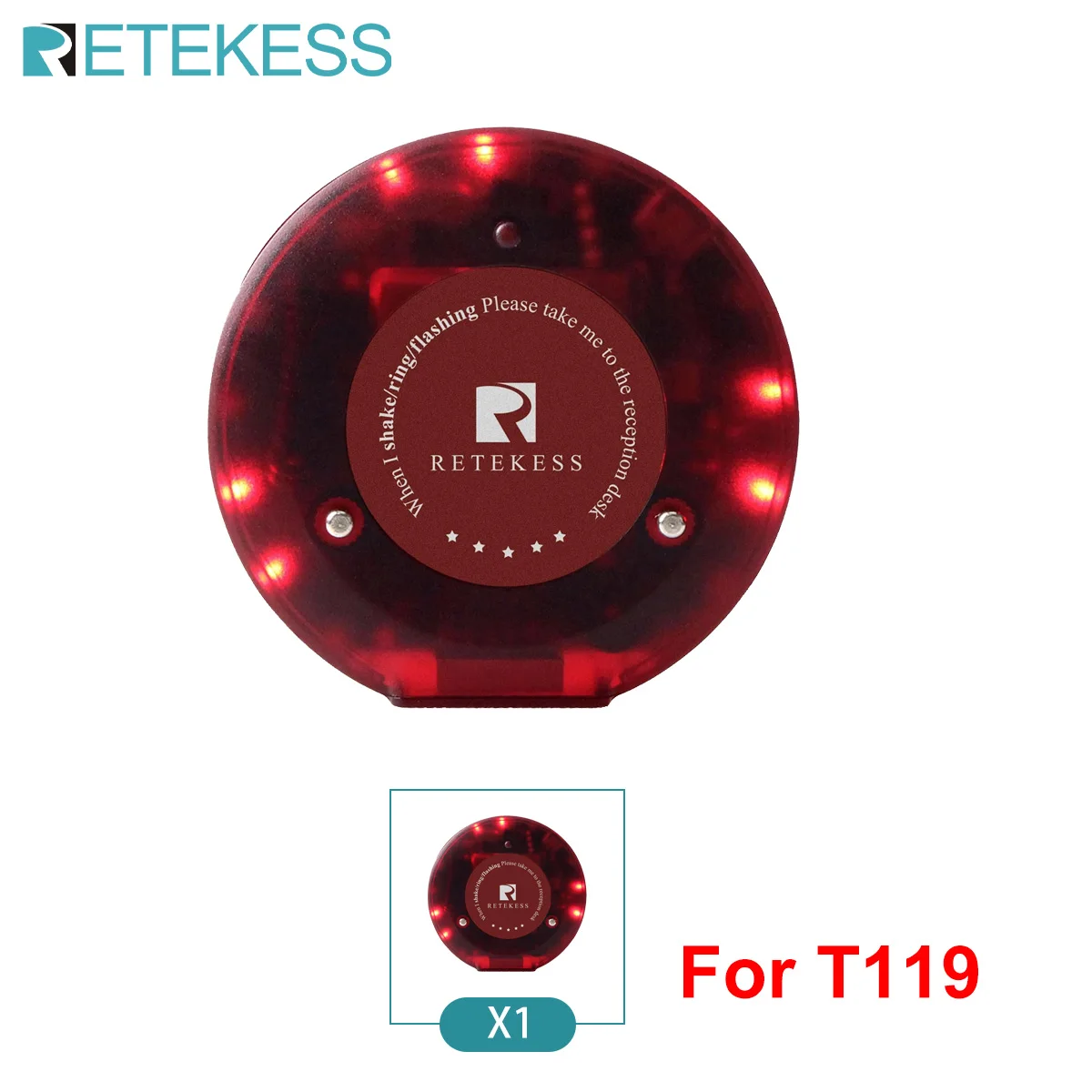 RETEKESS T119 Draadloos Restaurant Oproepsysteem Coaster Vibrater Buzzer Ontvanger 2-weg opladen voor Cafe Food Trucks