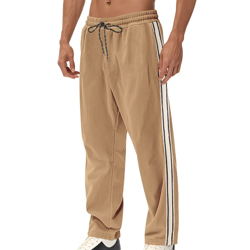 Autunno Inverno Uomo Casual Pantaloni di velluto a coste caldi Pantaloni sportivi larghi a righe retrò per uomo Pantaloni da uomo versatili Harajuku in vita elastica