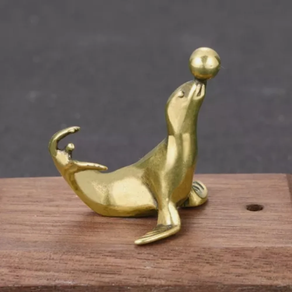Picture 3: Solid Brass Sea Lion Figurine Small Statue Home Ornament Figurines Collectibles
