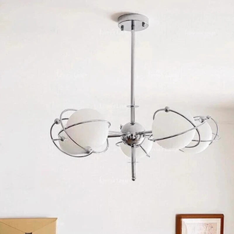 

Nordic Modern Chrome Silvery Chandeliers Led Glass Ball Lampshade Living Room Study Bar Bedroom Restaurant Ceiling Pendant Light