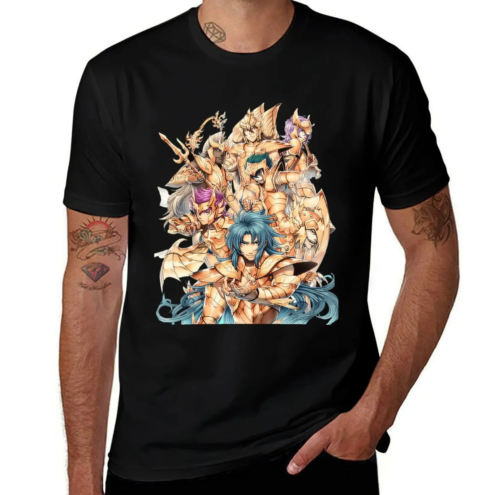 

Graphic Print T-Shirt Soft Fabric Everyday Tee Regular Fit Saint Seiya Marina Poseidon Kanon Baiane Io Isac Krishna Kaysa Solent