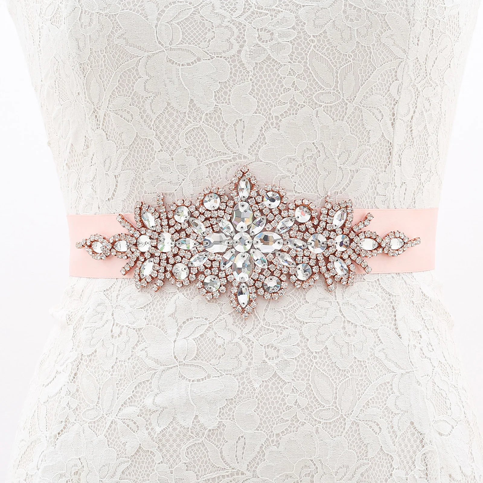 NZUK – ceinture pour robe de mariée en cristal, avec des appliques en strass, perles, accessoires pour robe de mariée