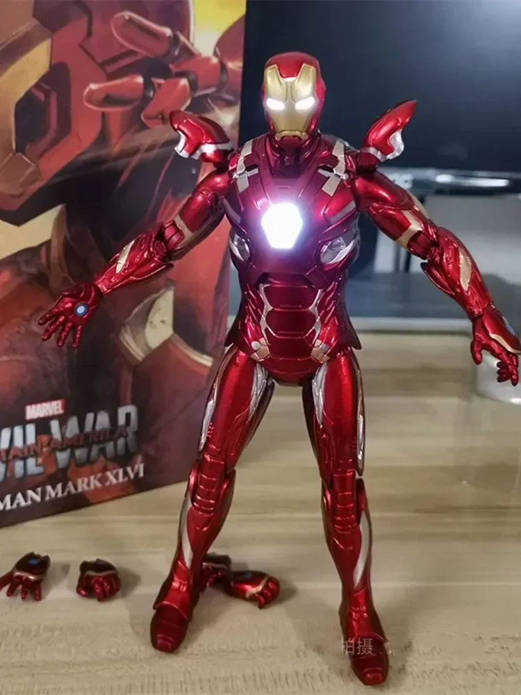 

18cm Iron Man Mk46 Action Figure Marvel The Avengers Eye Chest Luminous Figures Pvc Model Boxed Ornament Toys Festival Gifts