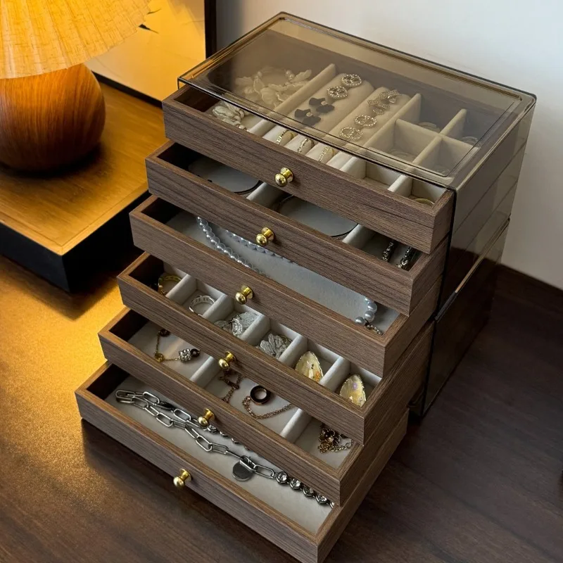 

Wooden Jewelry Box Large Capacity Storage Bracelet Ring Portable Woman Jewelry Organizer Boxes Luxury Trinket Display Case
